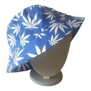 Brand new royal blue & white leaf design bucket hat